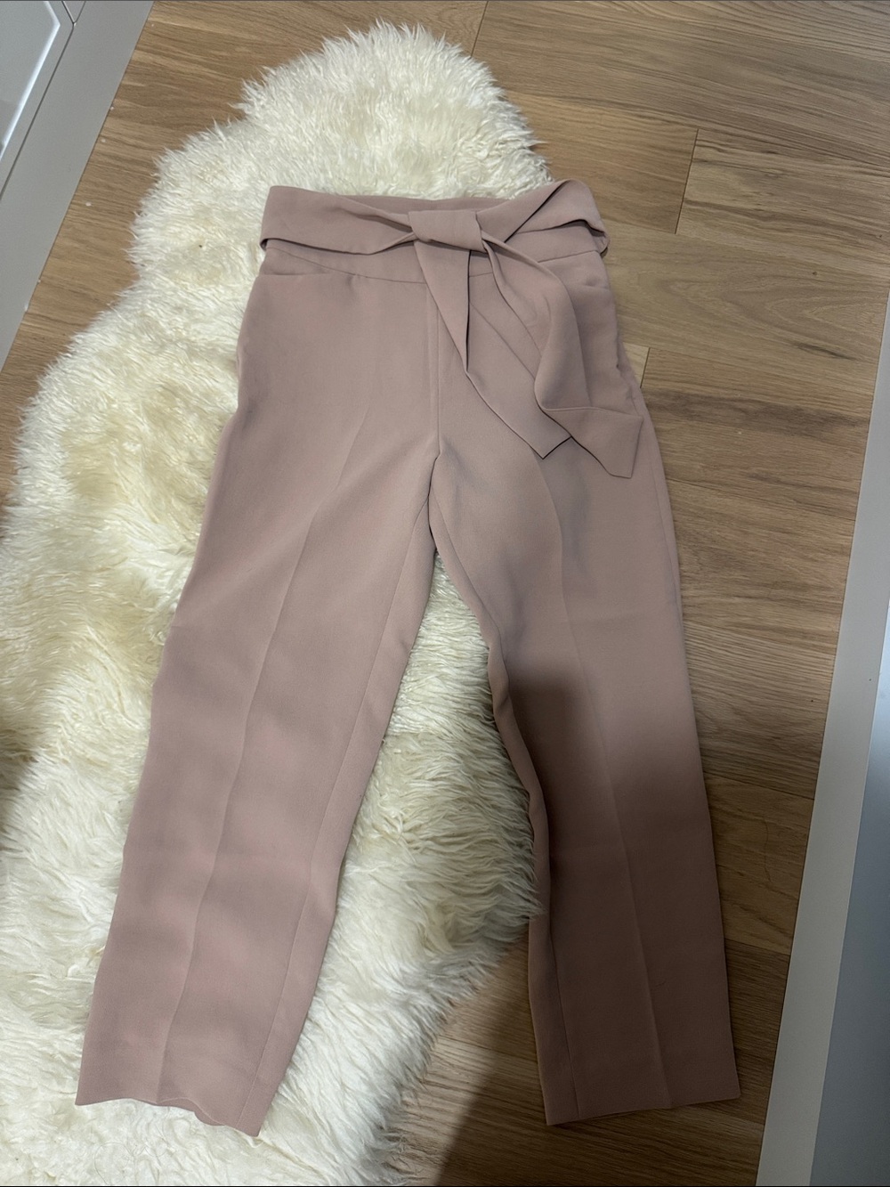 Wilfred High-Waist Tie-Belt Trousers - Mauve Pink